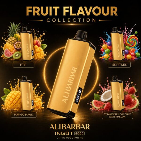 ALIBARBAR INGOT 9000 - 9000 Puffs Disposable Vape - Ftp, Skittles, Mango Magic, Strawberry Coconut Watermelon