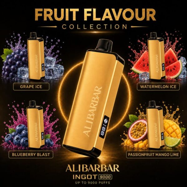 ALIBARBAR INGOT 9000 - 9000 Puffs Disposable Vape - Grape Ice, Watermelon Ice, Blueberry Blast, Passionfruit Mango Lime