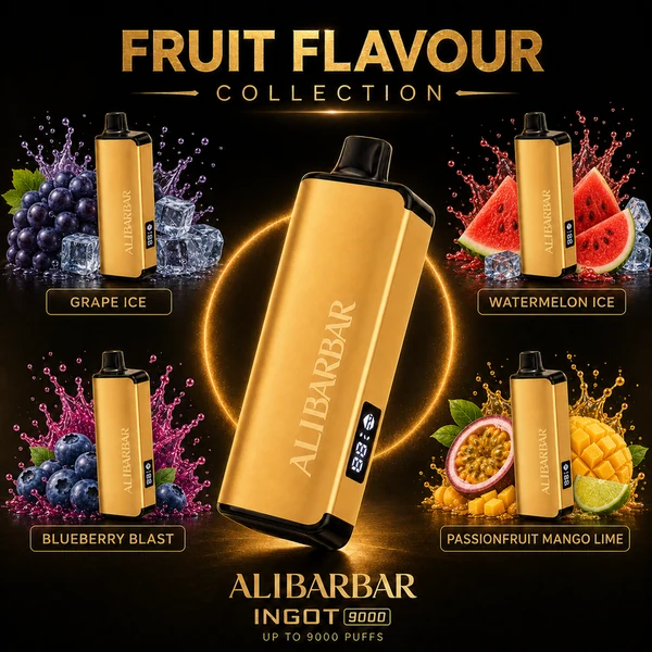 ALIBARBAR INGOT 9000 - 9000 Puffs Disposable Vape - Grape Ice, Watermelon Ice, Blueberry Blast, Passionfruit Mango Lime